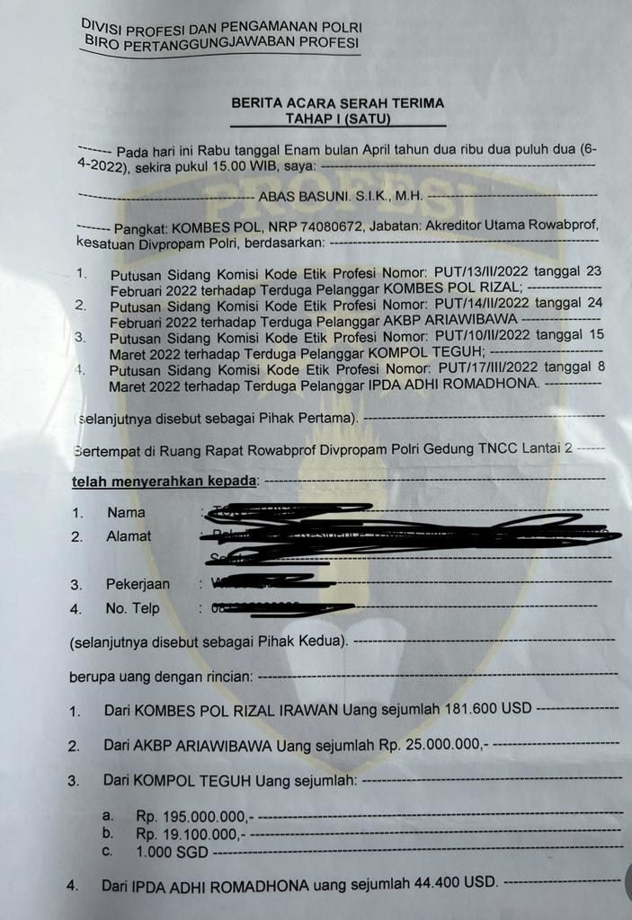 Pengusaha Tony Sutrisno Bocorkan Dokumen Pemerasan oleh Oknum Polri