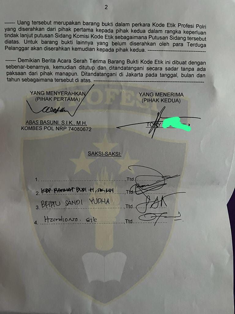 Pengusaha Tony Sutrisno Bocorkan Dokumen Pemerasan oleh Oknum Polri