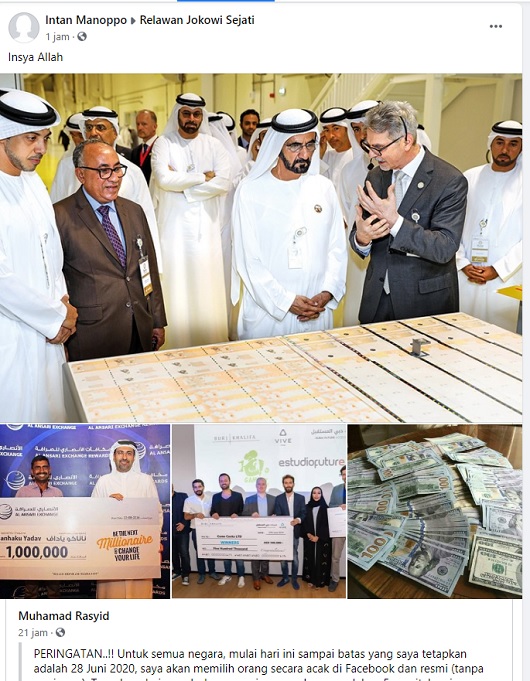 [Cek Fakta] Penguasa Dubai Bagi-Bagi Uang Tunai Hoaks, Ini Faktanya