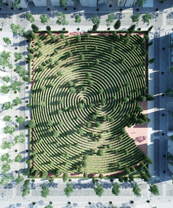 Desain Taman Labirin Menyerupai Sidik Jari