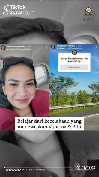 tangkapan layar video klaim jalan tol Indonesia tidak aman. akun tiktok @anakteknikindo. 