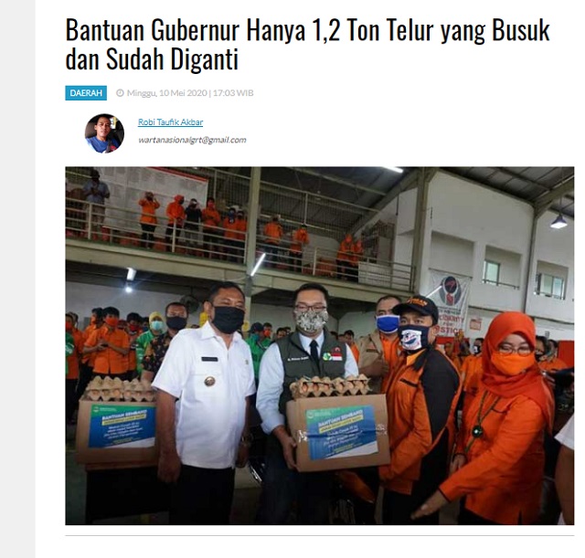 [Cek Fakta] Tak Dibagi-bagikan, 4 Ton Telur Bansos Pemprov Jabar Membusuk? Ini Faktanya