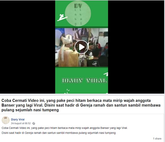 [Cek Fakta] Banser Membawa Pulang Nasi Tumpeng dari Gereja? Ini Faktanya