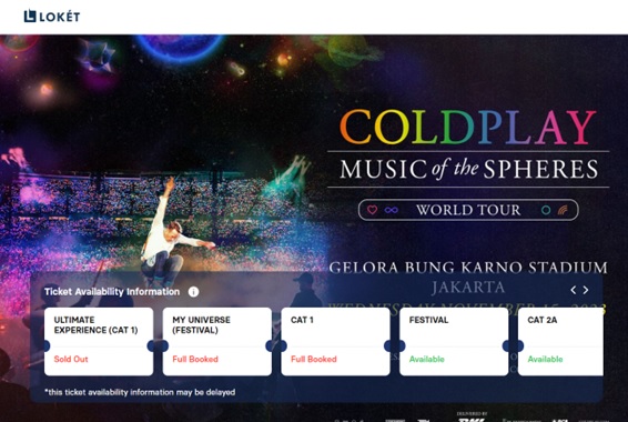 Tiket Ultimate Coldplay Rp11 Juta Langsung <i>Sold Out</i> Dalam Hitungan Menit