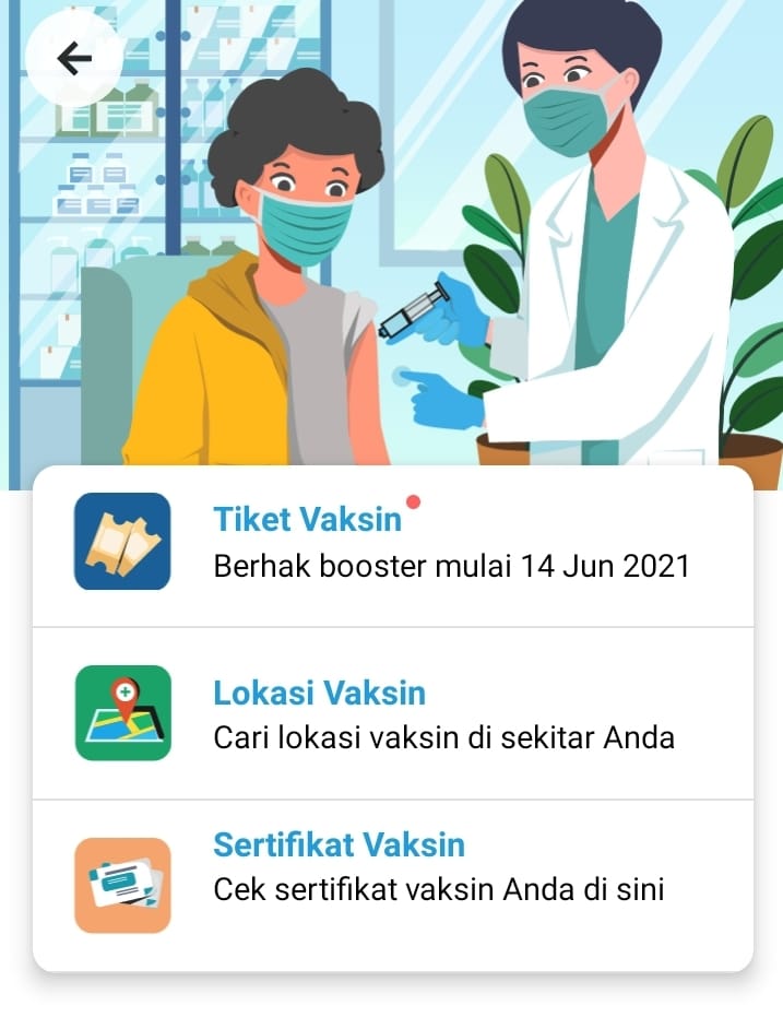 tiket vaksin di aplikasi PeduliLindungi