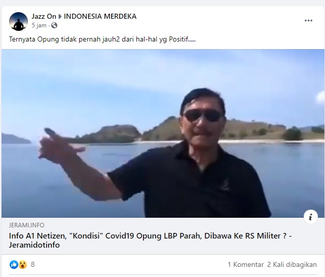 [Cek Fakta] Luhut Dikabarkan Positif Covid-19 dan Dibawa ke RS Militer? Ini Faktanya