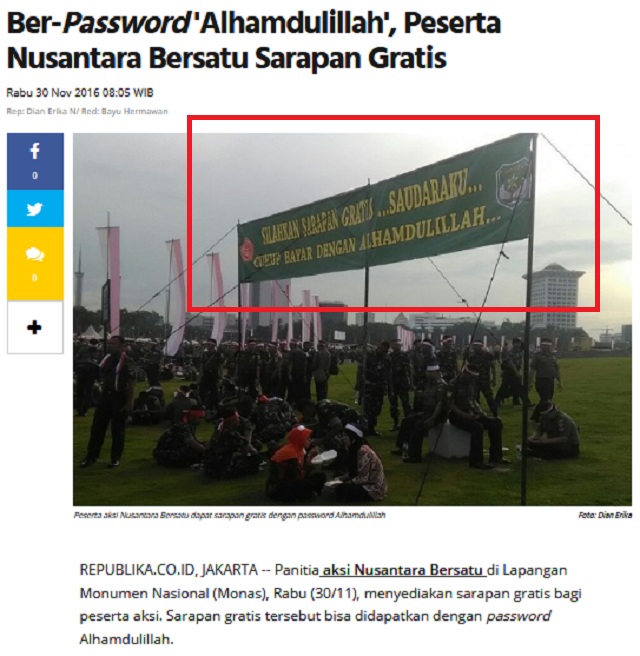 [Cek Fakta] TNI Bentangkan Spanduk Menyambut Acara Reuni 212