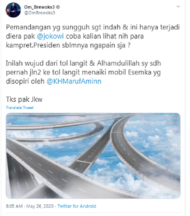 [Cek Fakta] Foto Penampakan Tol Langit yang Pernah Dilewati Mobil ESEMKA? Ini Faktanya