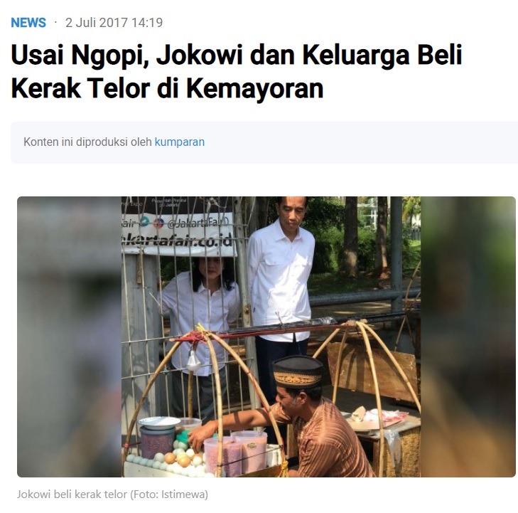 [Cek Fakta] Foto Jokowi Ngutang Saat Membeli Kerak Telor? Ini Faktanya