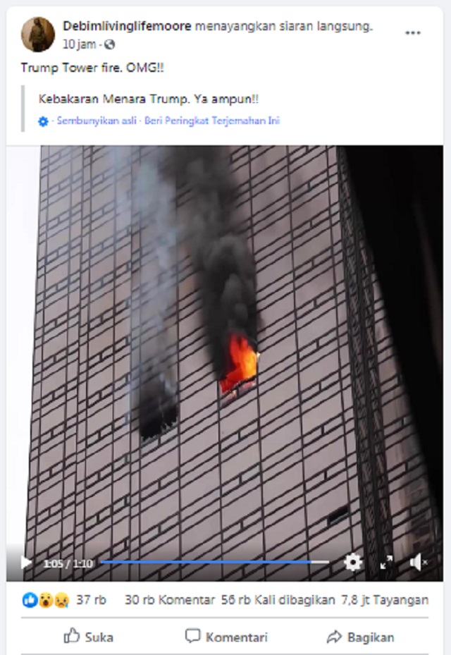 [Cek Fakta] Trump Tower Terbakar di Tengah Pandemi Covid-19? Ini Faktanya