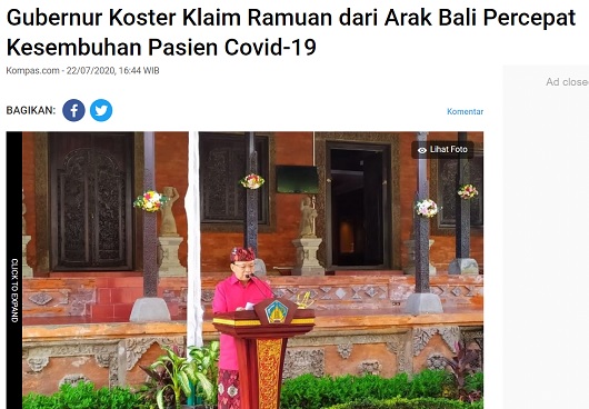 [Cek Fakta] Luhut Sebut Arak Bali Mampu Turunkan Angka Positif Covid-19? Ini Faktanya