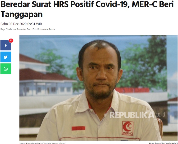 [Cek Fakta] Foto Hasil Tes Swab Rizieq Shihab Positif Covid-19? Ini Faktanya