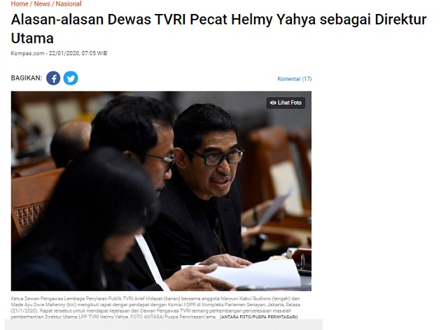 [Cek Fakta] Helmy Yahya Dipecat dari TVRI karena Siarkan Film G30S/PKI? Ini Faktanya