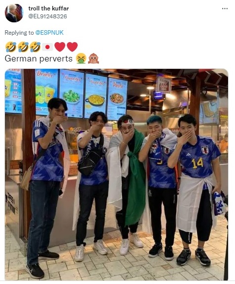 Viral, Suporter Jepang Tirukan Pose Tutup Mulut Timnas Jerman
