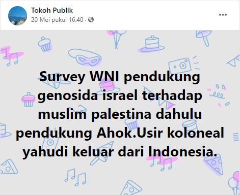 [Cek Fakta] Survei Pendukung Ahok Dukung Genosida Israel Terhadap Muslim Palestina? Ini Faktanya