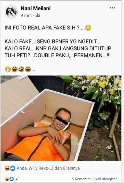 [Cek Fakta] Foto Gubernur DKI Jakarta Anies Baswedan Masuk Peti Mati? Ini Faktanya