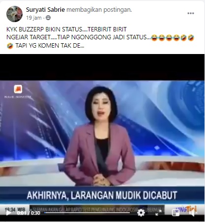 [Cek Fakta] Siaran Berita Larangan Mudik Dicabut? Ini Faktanya