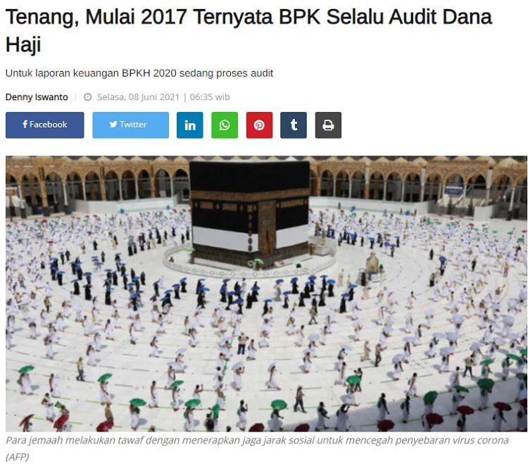 [Cek Fakta] Dana Haji Tidak Diaudit karena Uangnya Habis? Ini Faktanya