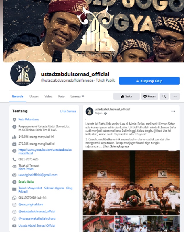 [Cek Fakta] UAS Sebut Facebook Haram? Ini Faktanya