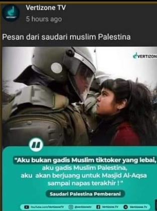 [Cek Fakta] Foto Pesan Bocah Perempuan Palestina Menantang Israel? Ini Faktanya