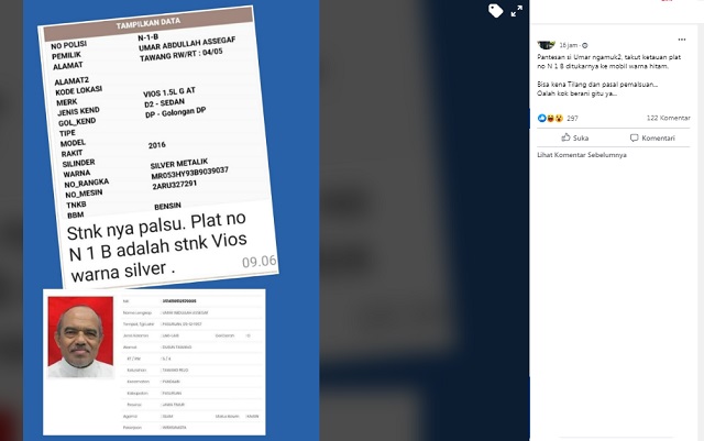 [Cek Fakta] Habib Umar Abdullah Assegaf Pakai Plat Nomor Palsu? Ini Faktanya