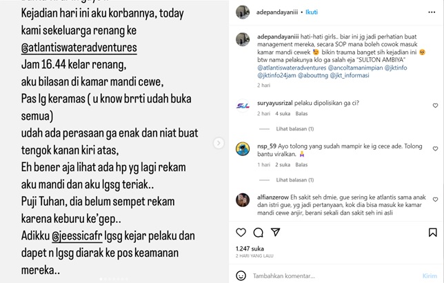 Viral Kasus Pelecehan Seksual di Atlantis Ancol, Pelaku Rekam Pengunjung saat Mandi