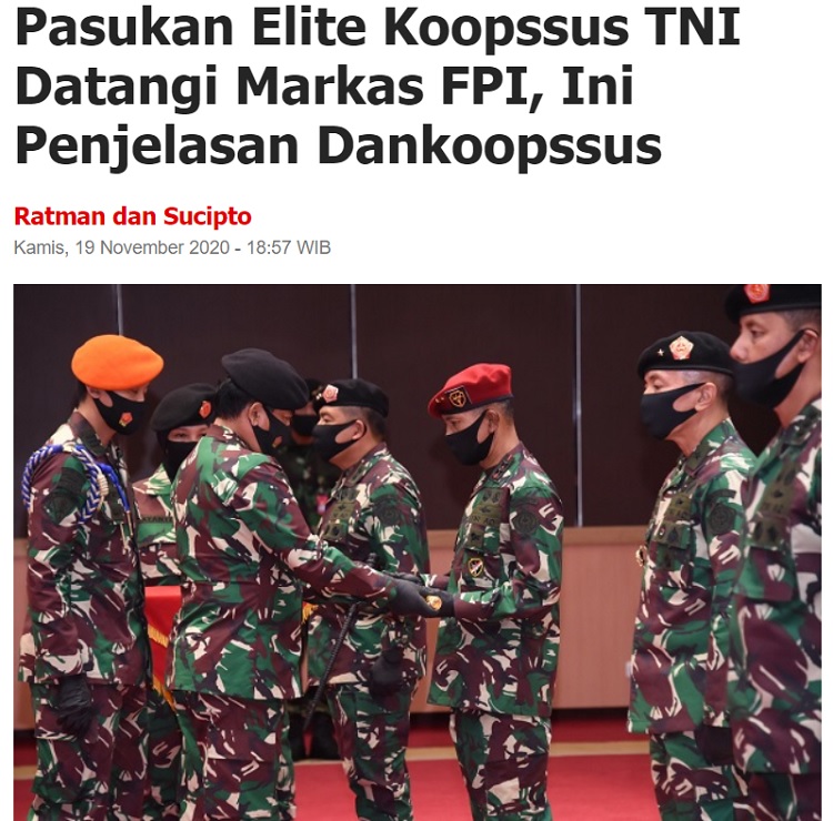 [Cek Fakta] Jokowi Perintahkan Kirim Koopssus ke Petamburan? Ini Faktanya