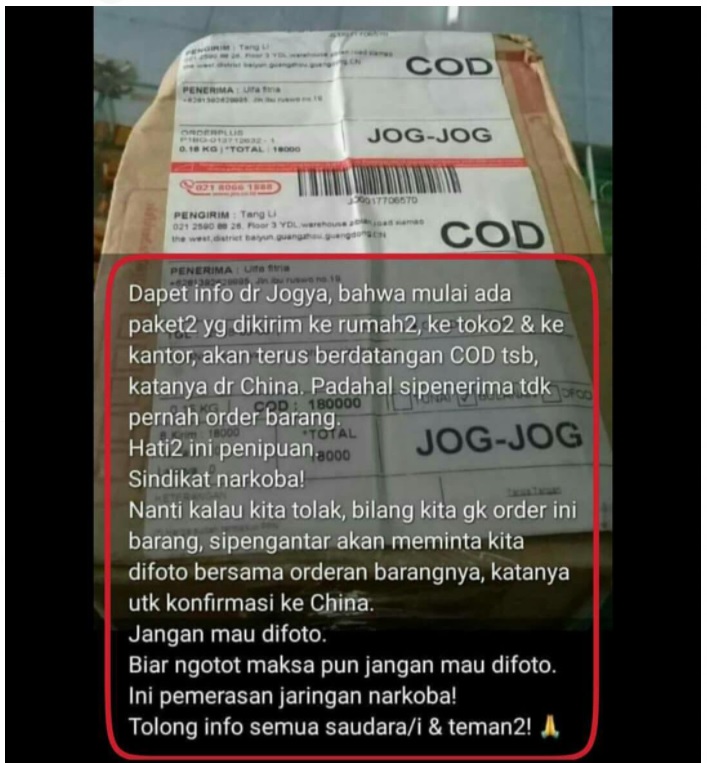 [Cek Fakta] Waspada Kiriman Paket Berisi Narkoba dari China? Ini Faktanya