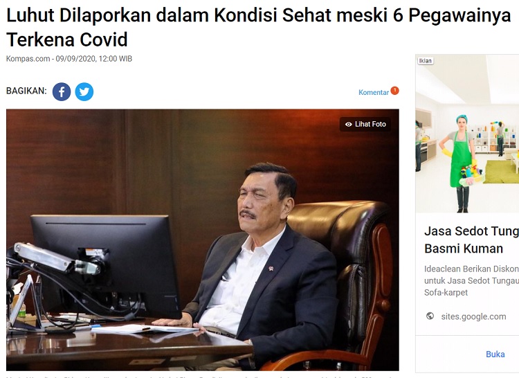 [Cek Fakta] Luhut Dikabarkan Positif Covid-19 dan Dibawa ke RS Militer? Ini Faktanya