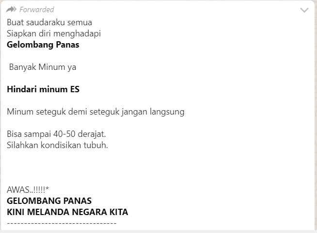[Cek Fakta] gelombang Panas Serang Indonesia? Ini Faktanya