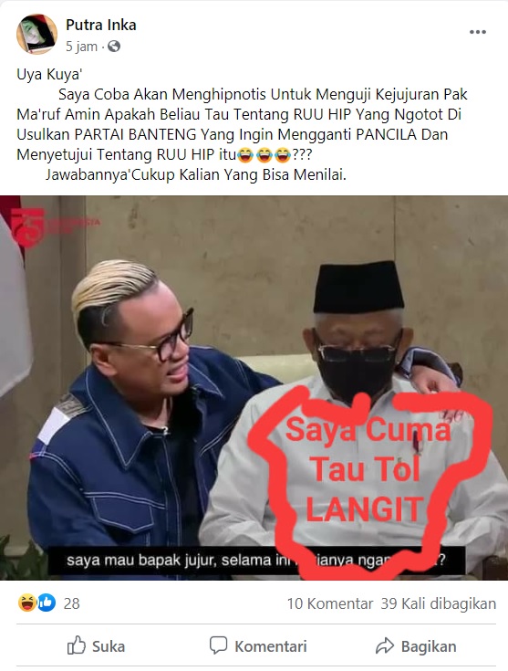 [Cek Fakta] Ma'ruf Amin Dihipnotis Uya Kuya Hoaks, Ini Faktanya?