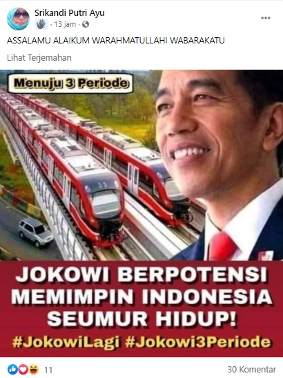 [Cek Fakta] Jokowi Berpotensi Memimpin Indonesia Seumur Hidup? Ini Faktanya