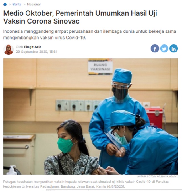 [Cek Fakta] Tiongkok Targetkan 100 Juta Penduduk Indonesia Tewas melalui Vaksin? Ini Faktanya