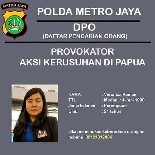 Selebaran DPO Veronica Koman Hoaks
