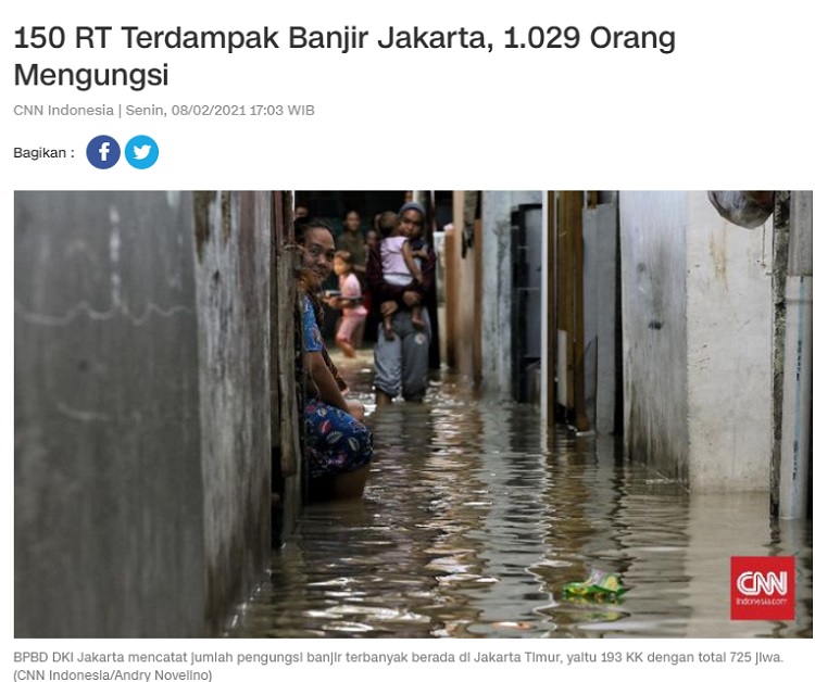 [Cek Fakta] 70 % Wilayah Jakarta Terendam Banjir? Ini Faktanya