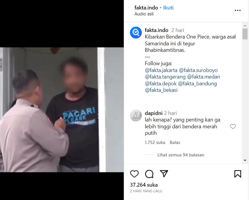 Kibarkan Bendera One Piece, Warga di Samarinda Didatangi Polisi