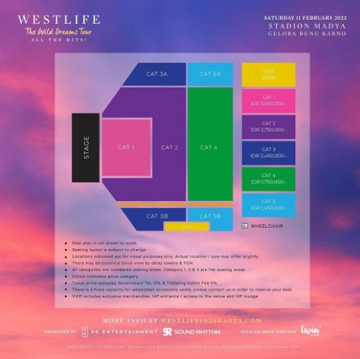 Denah penempatan penonton di konser Westlife di Jakarta 2023. Instagram pkentertainment.id