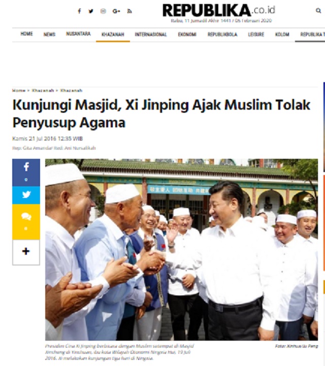 [Cek Fakta] Presiden Xi Jinping Masuk Masjid dan Minta Doa Umat Islam Atas Krisis yang Terjadi di Tiongkok? Ini Faktanya