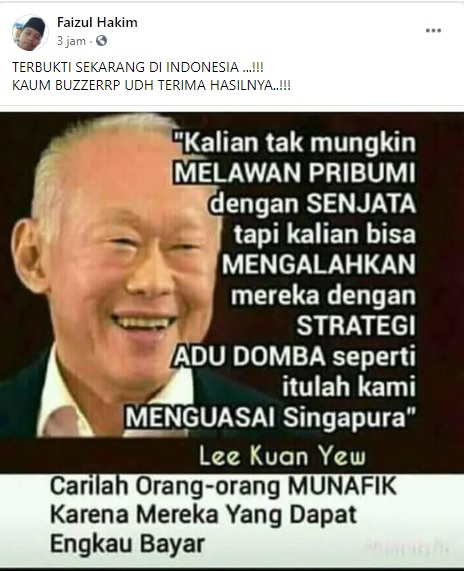 [Cek Fakta] Lee Kuan Yew: Cara Mengalahkan Pribumi dengan Strategi Adu Domba? Ini Faktanya