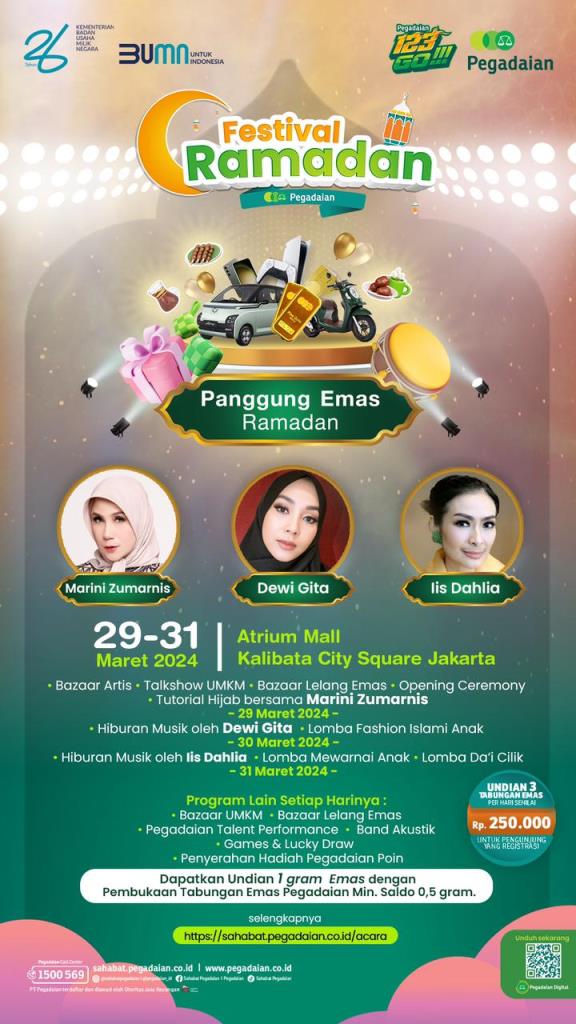 Panggung Emas Ramadan Pegadaian Kanwil IX Jakarta 2 Bertabur Hadiah, Catat Lokasi dan Tanggalnya