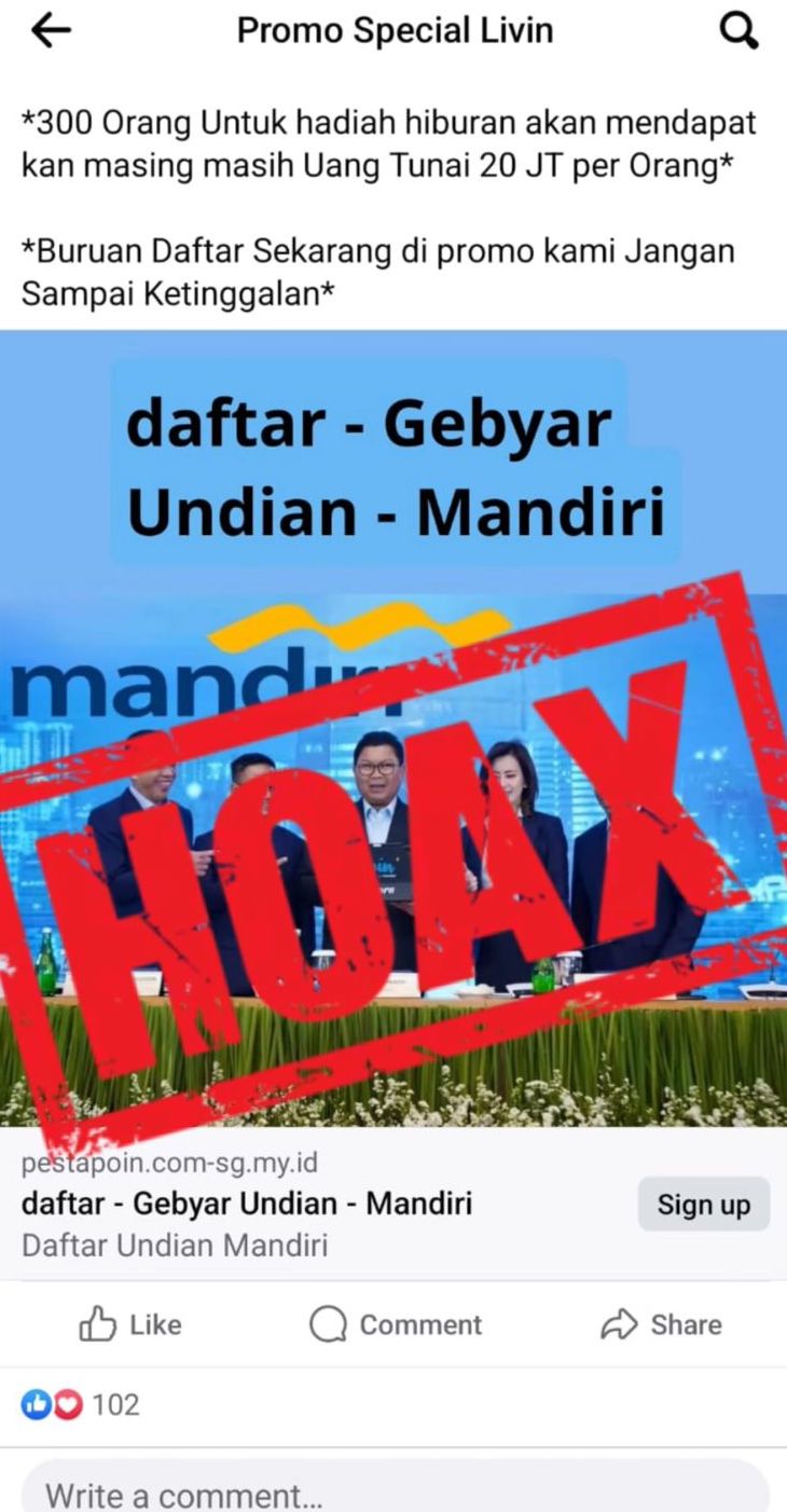 Bank Mandiri Imbau Nasabah Hati-hati terhadap Modus Penipuan Berkedok Undian Berhadiah