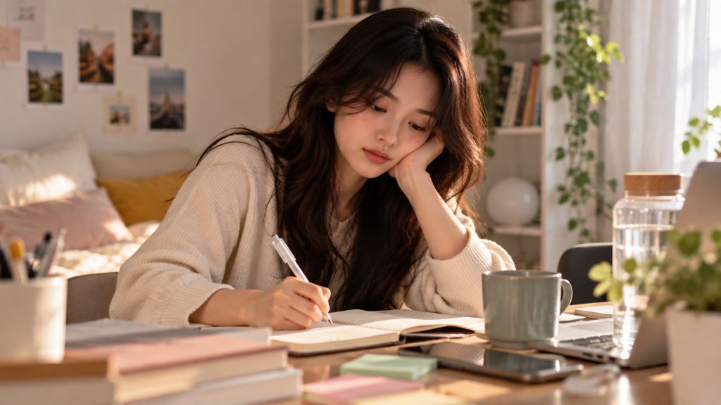 Cozy Journaling in Warm Sunlight