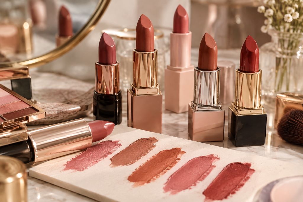 Luxurious Rose-Toned Lipstick Vanity
