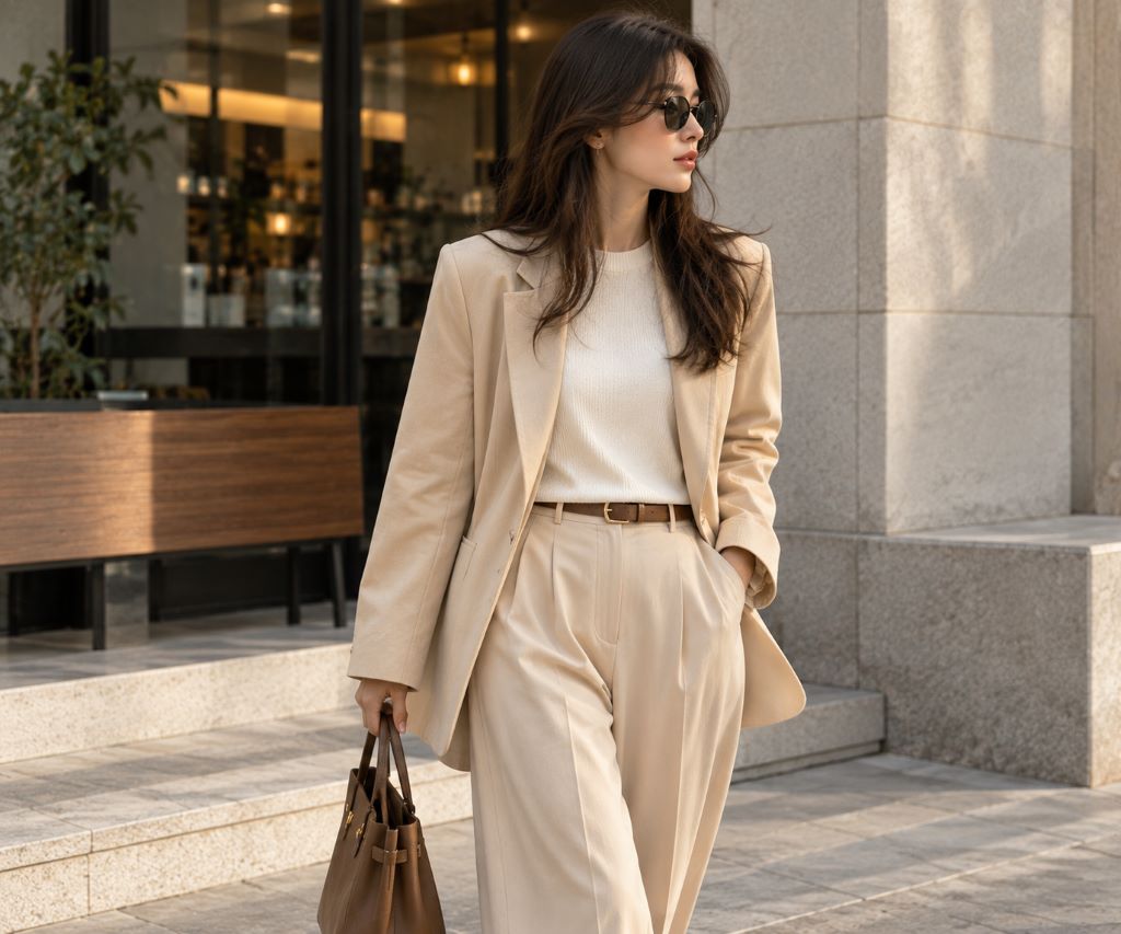 Monochrome Beige Café Street Style