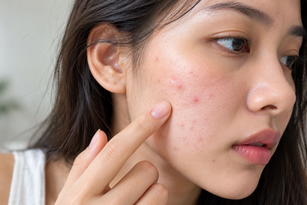 Natural Skincare Portrait with Acne Texture