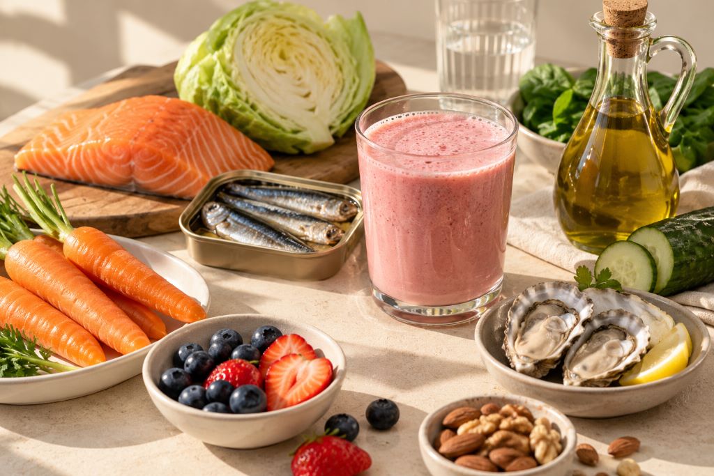 Omega-Rich Foods and Pink Smoothie