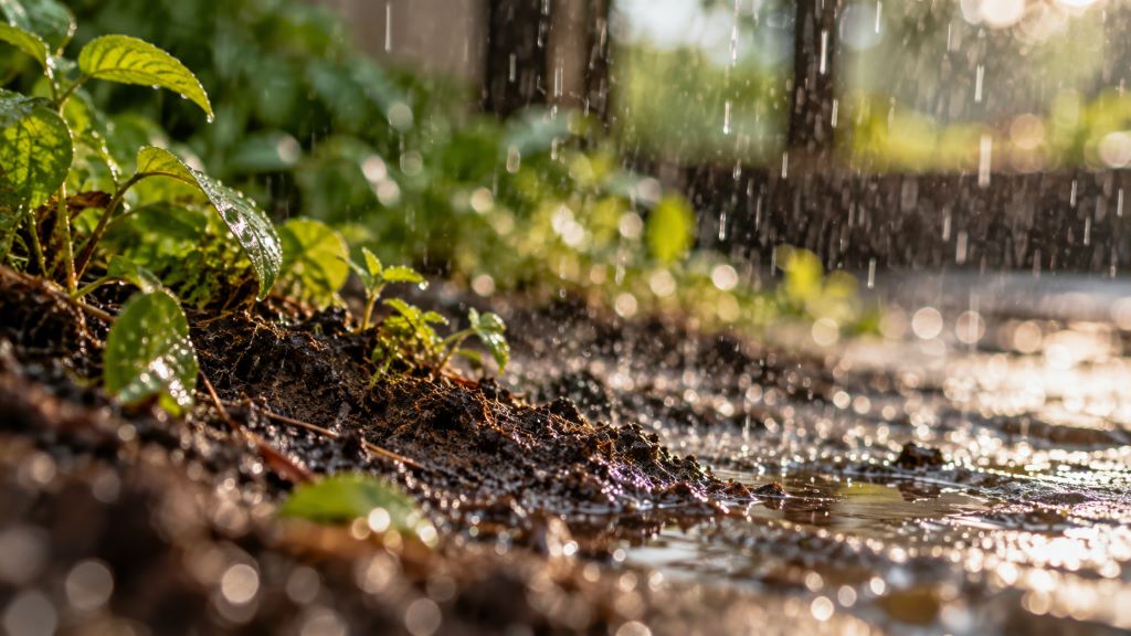 Rain-Kissed Greenery and Earth