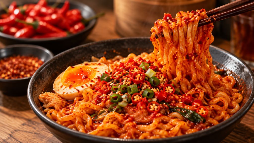 Spicy Chili Noodles with Soft-Boiled Egg