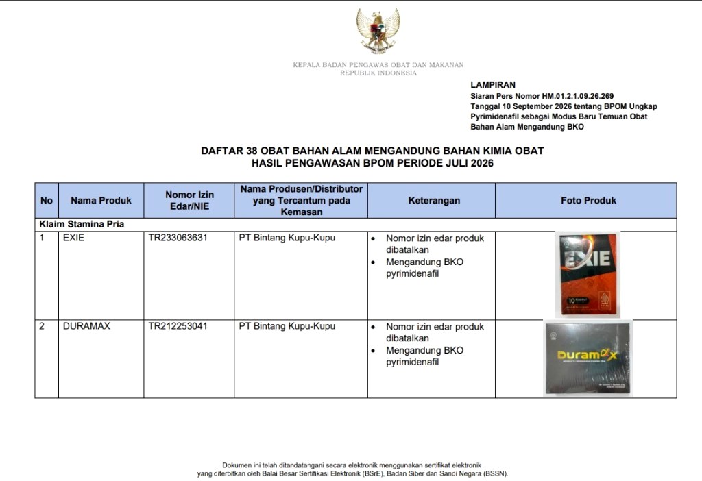 siaran pers obat ilegal BPOM