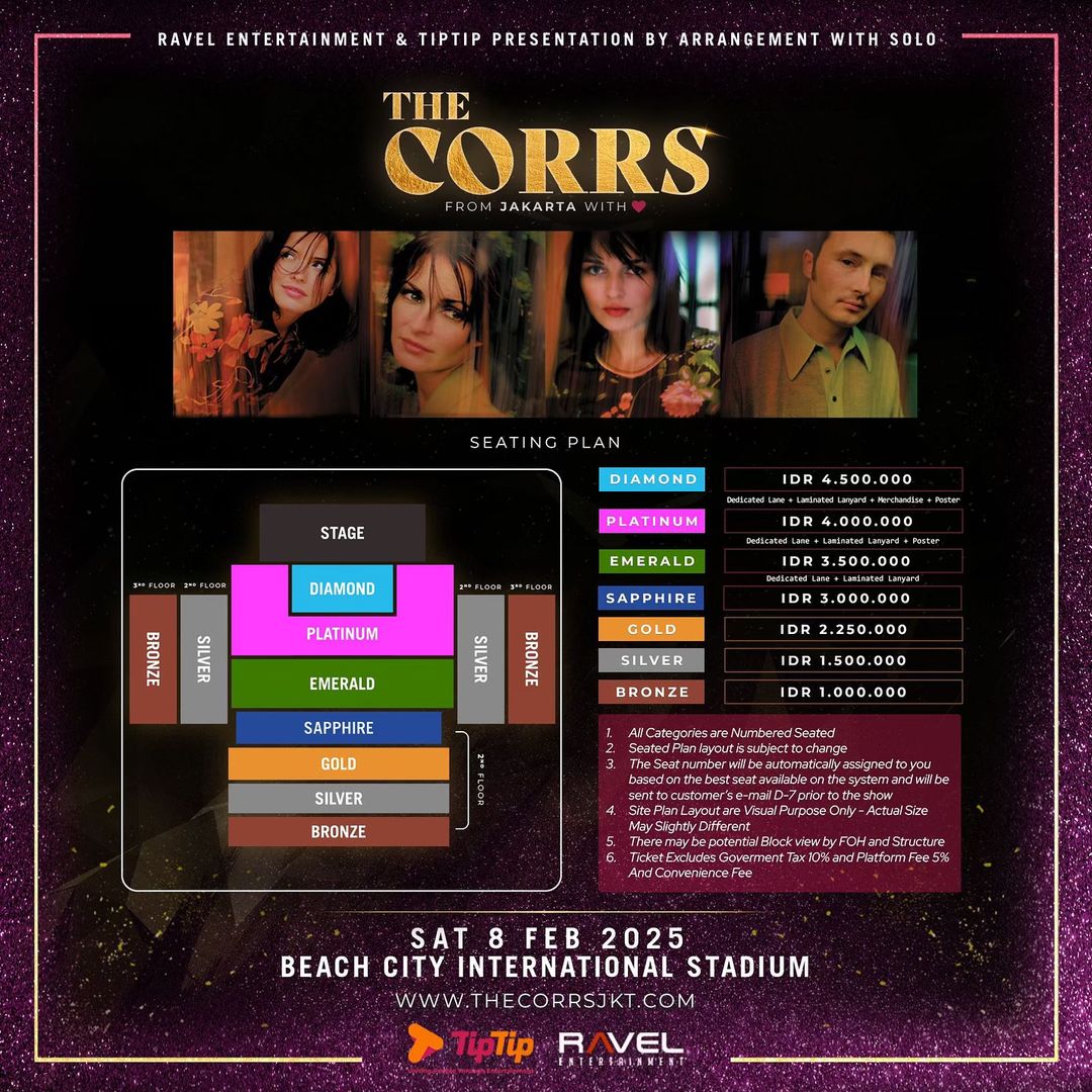 The Corrs Kembali Konser di Jakarta, Segini Harga Tiketnya